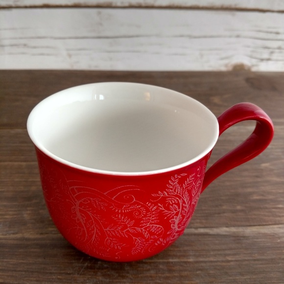 Starbucks 2004 Red Mug with Gold Botanical Etching
